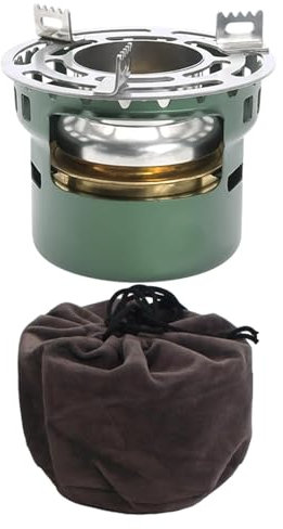 Luwecf Mini Portable Camping Stove Fishing Stove Camping Cooking Stove Outdoor Stove with Storage Bag Hiking Stove Alcohol Stove with Pot Holder for Camping Hiking Traveling Fishing Picnic