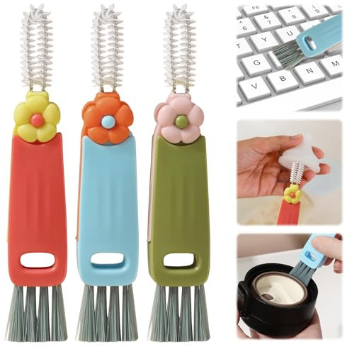 Yaopelky 3Pcs 3 in 1 Cup Lid Cleaning Brush Multifunctional Bottle Gap Cleaner Cup Crevice Cleaning Tools Home Kitchen Cleaning Tool Set