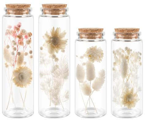 WenmthG Trockenblumen mit Flaschen, Freund Kollegen Familien, weiß-Serie