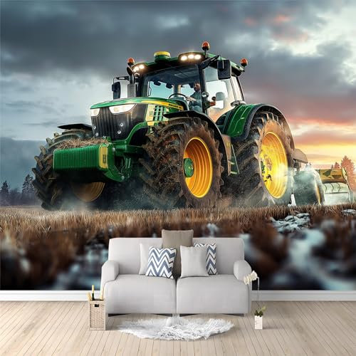 Fototapete Traktor 350x256 cm Tapete Wandtapete Wanddeko Design Mustertapete Wand Dekoration Wohnzimmer Schlafzimmer Büro Flur