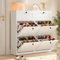 VOWNER Shoe Cabinet with 4 Flip Drawers & 2 Drawers, Freestanding Shoe Storage Cabinet with Adjustable Shelves, Cupboard Organizer for Entryway, Hallway, Living Room, White (White)