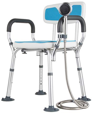 Höhenverstellbarer Duschstuhl, behindertengerechte Badesitze, Badezimmerhocker mit Rückenlehne, Sicherheitsgriff für ältere/behinderte/Schwangere Frauen, unterstützt bis zu 200 kg