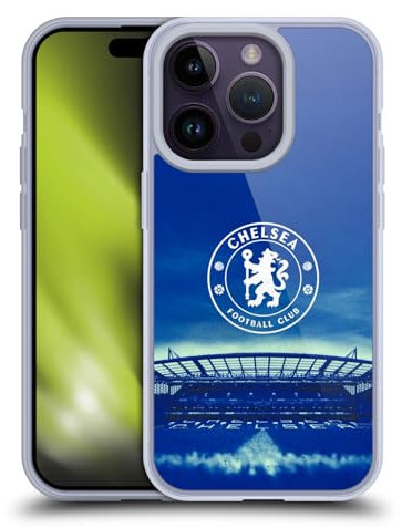 Head Case Designs Officially Licensed Chelsea Football Club Logo Retro Kit and Stadium Gel Case [Military Grade Protection] Compatible with Apple iPhone 14 Pro and Compatible with MagSafe