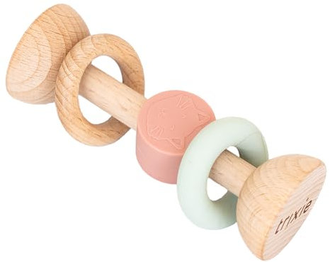 Trixie Hochet en bois et silicone – Mrs. Cat | Jouet sensoriel et anneau de dentition pour bébé | Jouet de développement sûr et durable pour bébés