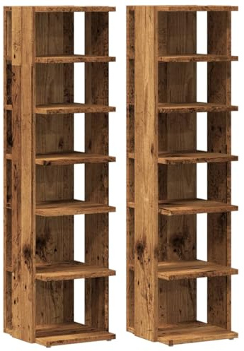 vidaXL Shoe Cabinets 2 pcs Old Wood 28x27x102 cm Engineered Wood
