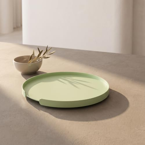 Siqual Design LILO Deko Tablett rund, Serviertablett aus Aluminium, Mint | Wetterfest, pflegeleicht, hochwertig pulverbeschichtet und mit erhöhtem Rand. Für drinnen und draußen, in der EU gefertigt.