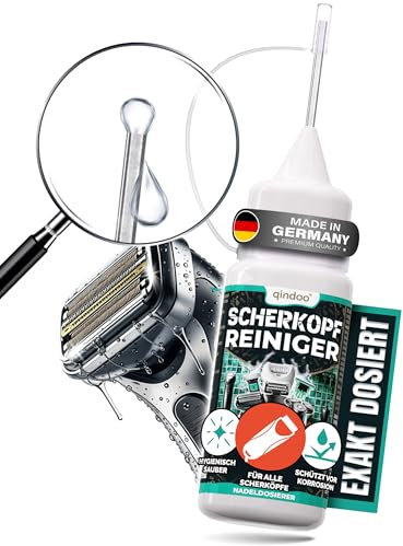 Qindoo Scherkopfreiniger mit Nadelspitze 100ml – Präzise Dosierung für Rasierer, Haarschneider & Barttrimmer – Hygienische Sauberkeit, punktgenau, Made in Germany (100 ml)