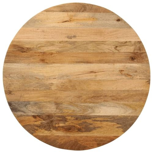 Myheimly Tischplatte, Holzplatte für Tisch Esstisch Couchtisch, Ersatztischplatte Rund, Massivholzplatte,Mangoholz (naturbelassen),70 cm,38 mm