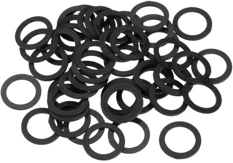 sourcing map Lot de 80 rondelles plates en nylon M12 - 12 mm x 17 mm x 1 mm d'épaisseur - Entretoises en plastique pour vis, boulons, robinet de jardin, réparation de plomberie, noir