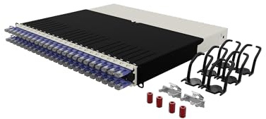 Patchbox ONE 8 RU Cat.6a - 24-Port Patchpanel mit einziehbarem Kabelmanagementsystem für 48.3 cm Racks, inklusive flachen 10GB Netzwerkkabeln, einfache Netzwerk- und Server-Rack-Einrichtung (STP