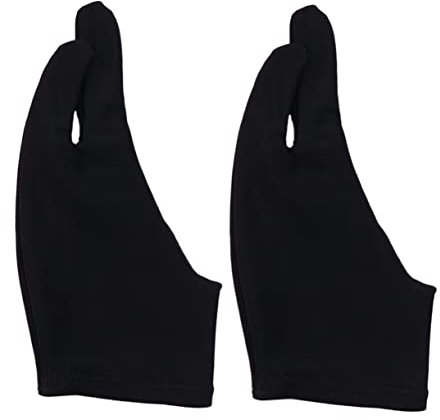 PACKOVE 2pcs Fouling Drawing Gloves for Artist Two Finger Curved Gloves in Black for Sketch and Painting