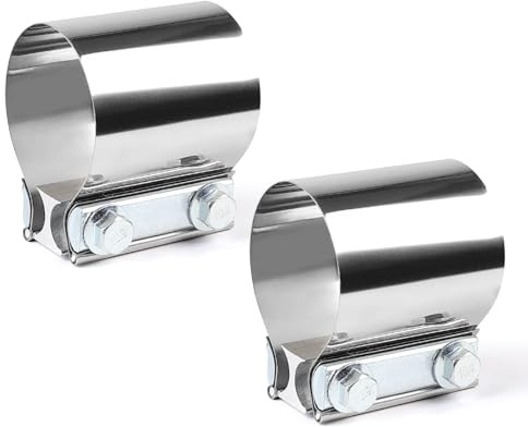 LALAGO 2 Stück Auspuffschelle, Edelstahl Rohrverbinder, Ø 56mm / L: 76,2mm | Auspuff Schellen Klemmen mit Doppelschelle, Universal Korrosionsbeständig Auspuffrohrklemme für Auspuffrohr