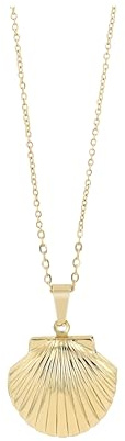 Akzent Kette Damen - Premium Halskette Damen mit Anhänger in Gold aus Edelstahl, 100% Wasserfest & Hautverträglich (Muschel Medaillon)