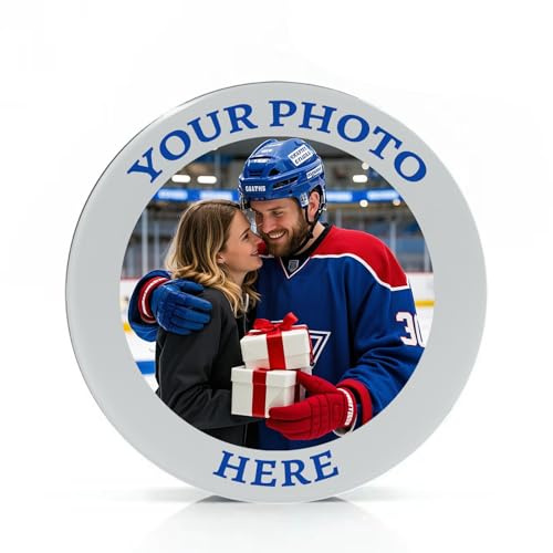 Zhyyanp Eishockey Pucks Personalisiertes Foto Logo Hockey Pucks,Benutzerdefinierte Standard Wettbewerb Pucks, Hockey Geschenke für Fans Herren Jungen Freund Ehemann Papa, Danke Trainer Geschenk