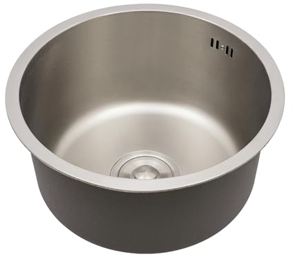 Rundspüle Edelstahlspüle, Durchmesser 36cm Campingspüle Einbauspüle Aufbauspüle Spülbecken Spüle Küchenspüle Küchen Rundbecken