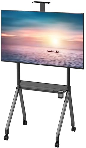 Carrello mobile per TV da 42 a 120 pollici, può contenere fino a 119,7 kg, con ruote di bloccaggio e ripiano, compatibile con Smart TV LCD, LED, OLED 4K, ideale per ufficio ed esposizioni