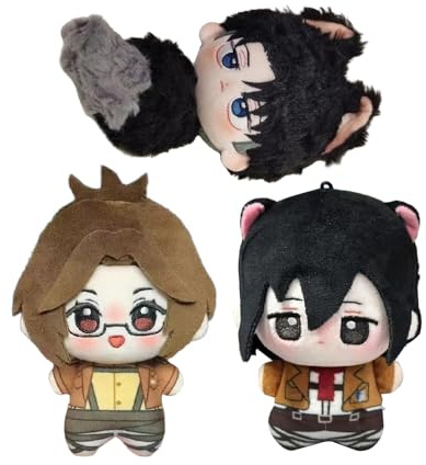 Tongyundacheng Anime Charakter Katze weiche Figur, Levi/Zoe Hans/Eren Jaeger Figur Kissen, niedlicher Cartoon-Rucksack-Anhänger, Sammlerstück-Dekorationen, Anime-Geschenke, 10 cm