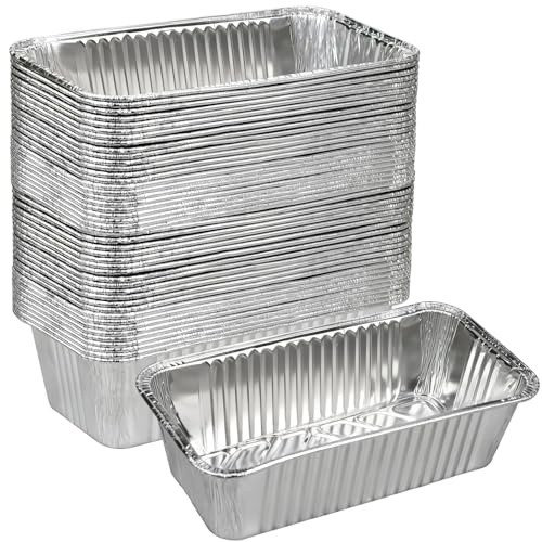 Findful 50 Pack Loaf Pans,2 LB Disposable Aluminum Foil Loaf Pans, 8.5x4.5x2.5 Heavy Duty Aluminum Foil Bread Tins Perfect for Banana Bread, Cakes & Meatloaf,Non-Stick, Even Baking, Easy Release