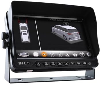 Monitor autonomo da 7 pollici for auto con parasole, ideale for sistemi di telecamere for a 360°, sistema sorveglianza for la retromarcia dell'auto(7inch RCA)