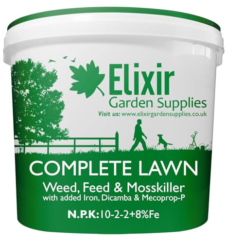 Elixir Gardens 10-2-2 Complete Lawn Feed & Weed Fertiliser Tub 10kg