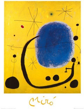 Kunstdruck 'Gold und Blau|El oro del azur', von Joan Miró, Größe: 60 x 80 cm