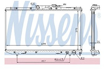 NISSENS Kühler Motorkühlung Kühler Wasserkühler Motorkühler Netzbreite 699mm Netzlänge 375mm Netztiefe 26mm 64664A