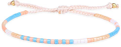 KELITCH Boho-Farbe Kristall Muschel Perlen Freundschaftsarmbänder Handgemachte Strand Armband Armreifen Schmuck Für Frauen (Bunte)