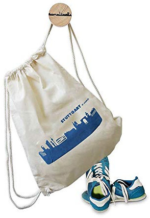 Festival Turnbeutel Stuttgart Skyline blau - Lässiger Urban-Style Rucksack aus Baumwolle natur - 37 x 46 cm mit Kordelzug
