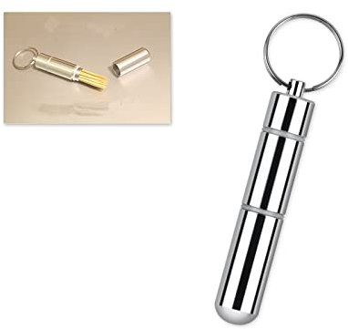 ds. distinctive style portátil caja palillo de dientes soporte ligero tamaño de bolsillo de aleación de aluminio palillo de metal llavero – plata para regalo del día de padre
