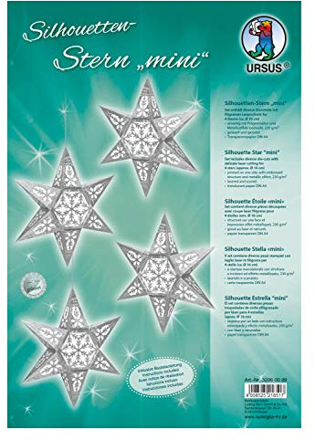 URSUS Stanzbogen-SetSilhouetten-Stern mini 4 Sterne Weihnachten DIY Basteln Silber