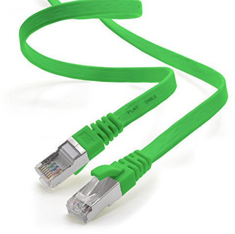 2m - vert - 1 pièce Câble ruban LAN Ethernet Gigabit CAT.7 (RJ45) câble réseau câble brut (10Gbit/s) câble d'installation plat mince compatible avec Cat.5 - Cat.5e - Cat.6