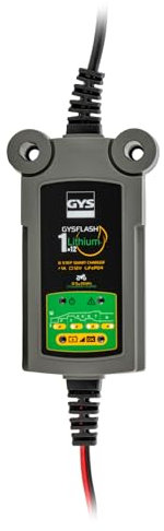 GYS, GYSFLASH Lithium 1.12, Chargeur de Batterie Intelligent Lithium (LiFePO4), 1A, Véhicules 12V (Moto, Quad), Maintien de Charge Sécurisé, Désulfatation, IP65