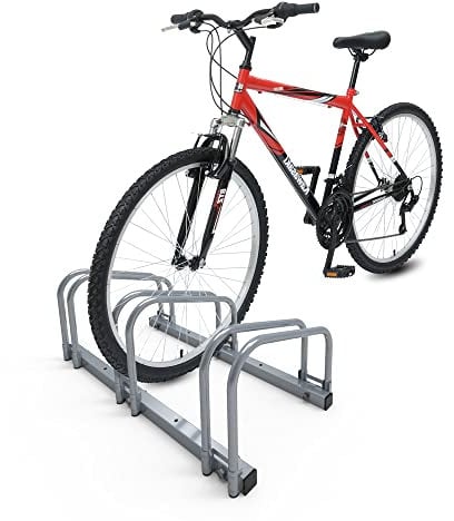 VOUNOT Fahrradständer, für 3 Fahrräder, Boden und Wandmontage, Aufstellständer Mehrfachständer, Silber