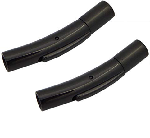 AKOAK Stainless Steel Jewelry Connector 2/4/6 mm Hole Tube Hook Clasps for DIY Leather Cord Bracelet Necklace Cord Ends Snap Lock,Pack of 2 (Black, 4 mm)