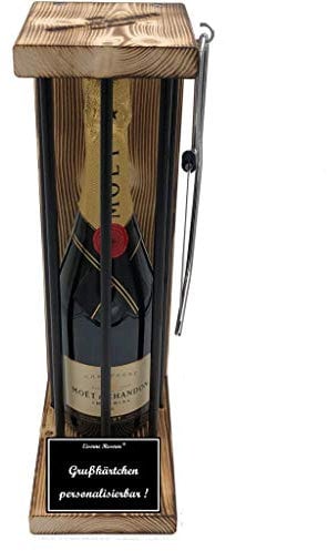 Personalisierte Geschenke für Männer Frauen Geschenkidee - Eiserne Reserve Black Edition Moet Champagner (1 x 0.75 l) incl. Notsäge - Papa Mama Geburtstag Hochzeit