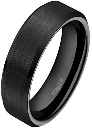 Mabohity Ring Herren/Damen Matt Poliert Titan-Ring Titanium 6mm Breit Ehering Verlobungsring Freundschaftsring Partnerring Hochzeit Band, Schwarz, Größe 67