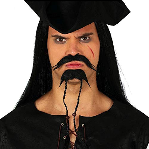 NET TOYS Stylischer Piraten-Bart Jack Sparrow - Schwarz - Originelles Herren-Kostüm-Zubehör Freibeuter Oberlippenbart & Ziegenbart - EIN Highlight für Fasching & Mottoparty
