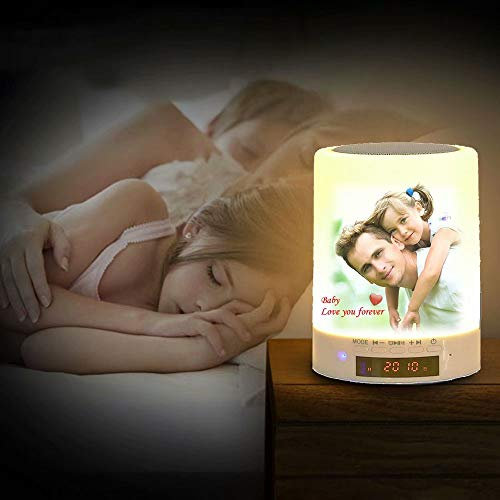 Personalisierte foto nachtlicht bluetooth lautsprecher mit lichter wecker, 7 farben tischlampe musik player für schlafzimmer