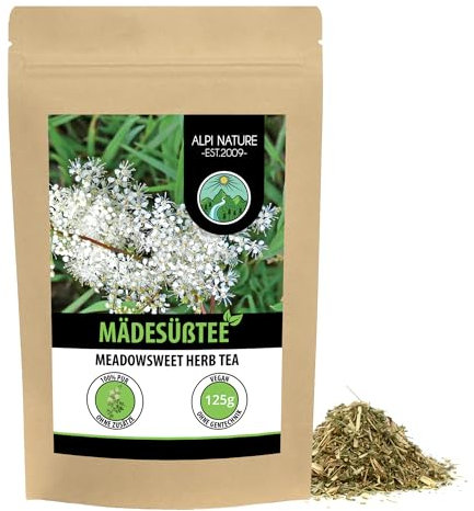 Alpi Nature Reine des Pres Tisane 125g, Herbe de Reine des Prés Séchée et Coupée, Thé en Vrac