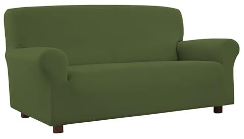 Banzaii Copridivano - Elasticizzato Antimacchia - con braccioli sagomati - Made in Italy (Verde Scuro, 3 Posti (estensibile da 150 a 200 cm))
