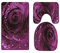 A.Monamour Badezimmer Badematte 3 Teilig Set Lila Rose Blume Blumen Hintergrund Kunst Dekor Flanell WC Toilette Deckel Deckt Bad Matte Teppich Badteppiche Badvorleger Badgarnitur Vorleger