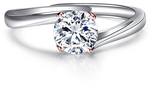 Verstellbar Silberring Damen 925 Sterling Silber Ring öffnung Ring mit 5A Zirkonia Diamantring für Fraun/Party/Jahrestag/Geburtstag/Verlobung