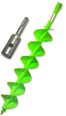 WERHE® Profi Bohrer VollStahl, Erdbohrer für bohrmaschine 120 mm Doppel-Welle extrem robust mit SDS Plus Adapter - Pfahlbohrer Brunnenbohrer präzise Bohrspitze.