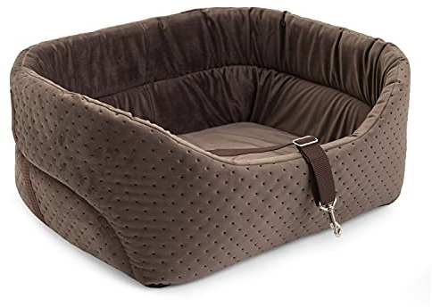 BOUTIQUE ZOO Hunde Autositz Universal Waschbar Abriebfest, Autositz Hund für Vordersitz, Beifahrersitz, Rückbank, Hundebett Hundetasche, S: 39 cm x 32 cm, Braun - Wildlederimitat