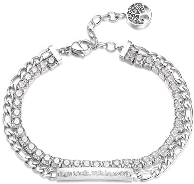 Brosway Bracciale Donna, Bracciale Tennis in Acciaio e Cubic Zirconia con Simbolo Albero Della Vita | Collezione Desideri - BEI051