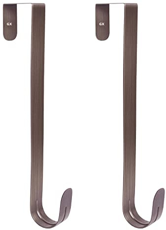 GameXcel 2 Pcs 15 Wreath Hanger for Front Door - Large Wreath Metal Hook for Christmas Wreath Over The Door Hanger - Bronze