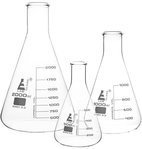 2000ml LAB GLASS Erlenmeyer Flasks | Conical Flasks | 50ml To 2000ml | Various Sizes | 2000ml