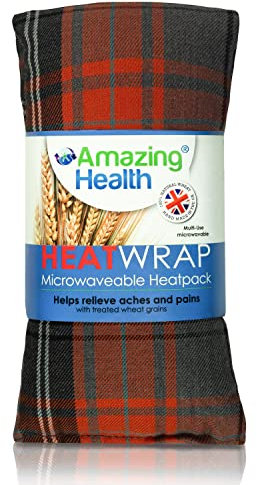 Amazing Health Wheat Bags Microwavable – Hot and Cold Pack for Men and Women - Microwave Heat Pad with Natural Wheat – Heat Pack Cotton Tartan Microwave Wheat Bag - Lavender (Orange Tartan)