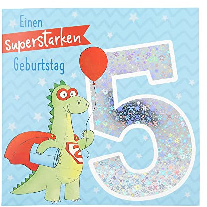 Depesche 11515-010 Zahlenkarte zum 5. Geburtstag mit Musik, veredelte Klappkarte mit originellem Innentext, inkl. Umschlag, Format 15,5 x 15,5 cm, mehrfarbig