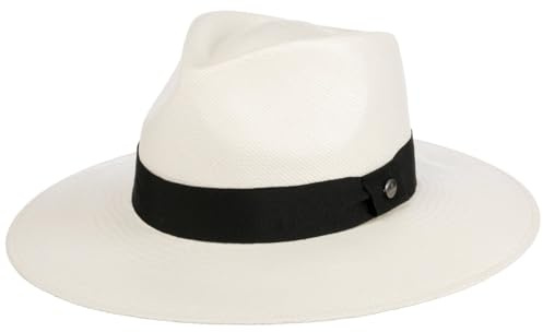 Lierys Chapeau Panama Montagon Femme/Homme - Made in Ecuador en Paille de Soleil avec Ruban Gros Grain, Grain Ete Printemps-ete